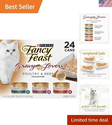 Purina Gravy Lovers Poultry and Beef Grilled Gourmet Wet Cat Food Variety Pac... - Image 1 of 4