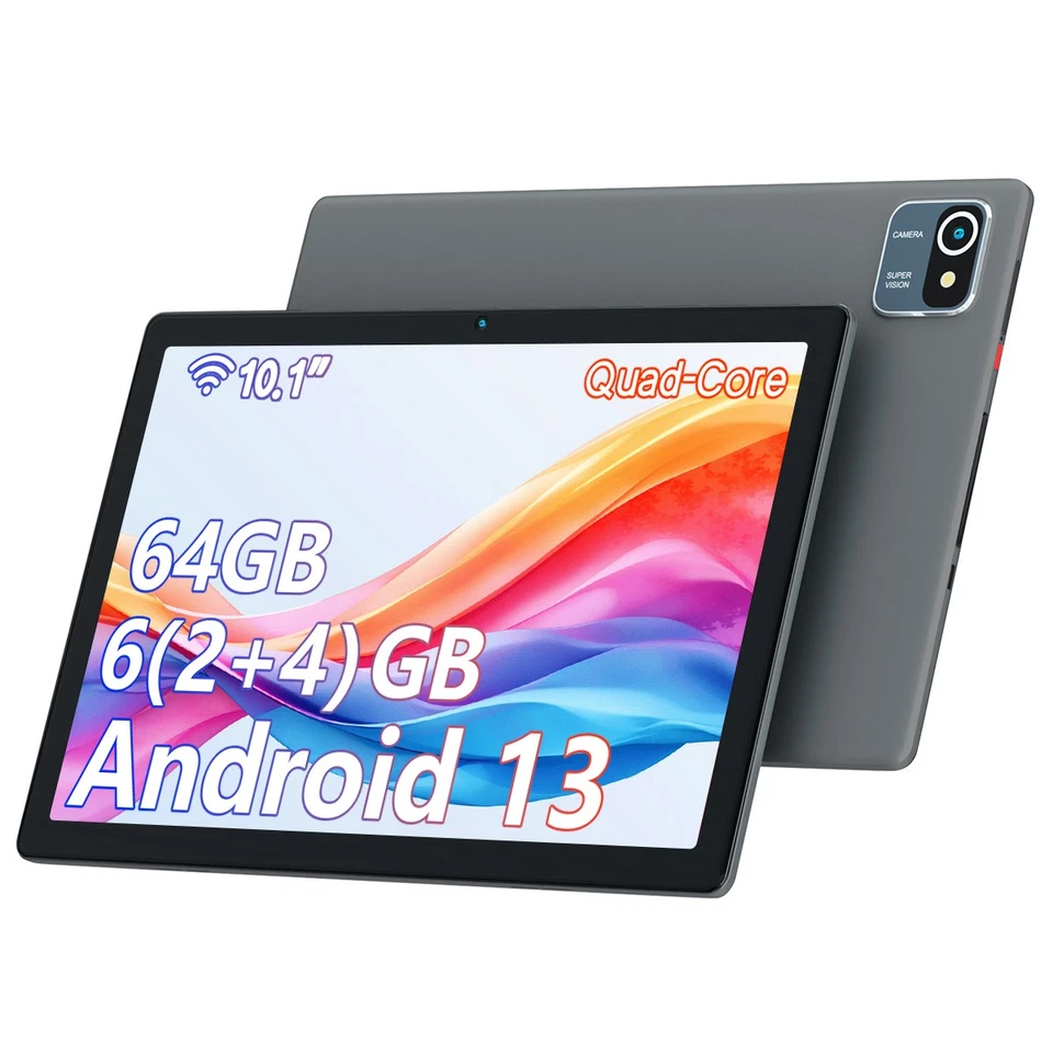 WIFI Tablet 10.1 Zoll Android 13 mit 6GB RAM 64GB ROM BT 5.0 Dual Kamera GMS IPS - Bild 1 von 4