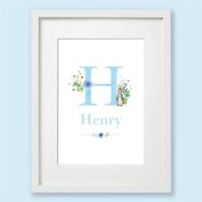 Peter Rabbit Personalised Blue Name Nursery Initial Print Wall Art Gift Baby Boy
