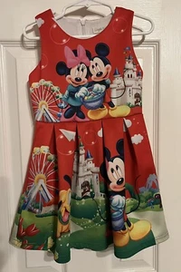 Disney Minnie & Mickey Girls Dress Pre-Owned Very Colorful Great Condition. - Picture 1 of 9