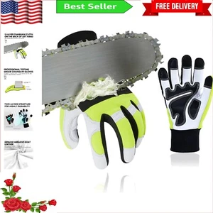 Textured Palm Chainsaw Gloves with Knitted Cuff - Versatile Workwear Essential - Picture 1 of 8