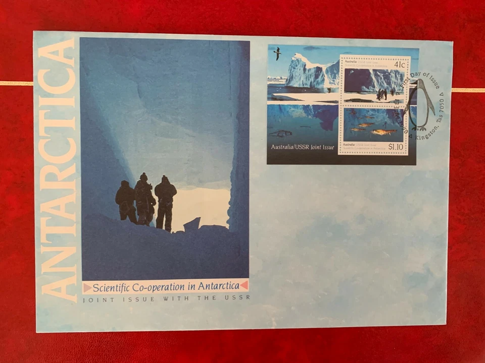 AAT AUSTRALIAN ANTARCTIC 1990 FDC USSR RUSSIA MINISHEET COOPERATION KINGSTON - Image 1 of 1