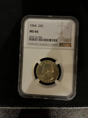 1964 P MS 66  George Washington Quarter NGC (002) - Image 1 of 2