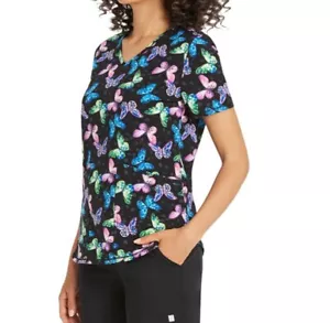 ☆NWT SCRUBSTAR ! WOMEN'S BLISSFUL BUTTERFLY STRETCH POCKETS SCRUB TOP SIZE XL - Picture 1 of 6