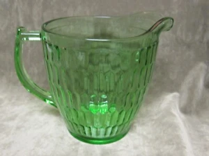 Vintage Green Glass Honeycomb Pattern Water Pitcher Federal Company - Picture 1 of 3