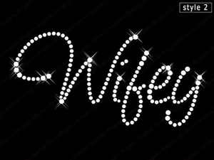 Style-2 Hotfix Rhinestone Diamante Wedding Transfers Wifey - Picture 1 of 1