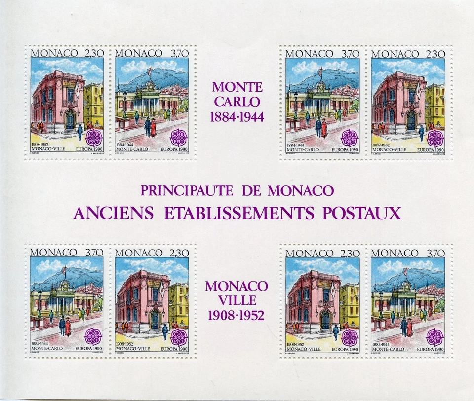 TIMBRE DE MONACO BLOC N° 49 ** BATIMENTS POSTAUX D'HIER ANCIENNE POSTE COTE 30 € - Photo 1/1