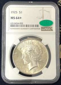 🎉💚 1925 Peace Dollar $1 NGC MS64+ PLUS AND CAC!!! 👀VIDEO!!! 💚🎉 - Picture 1 of 2