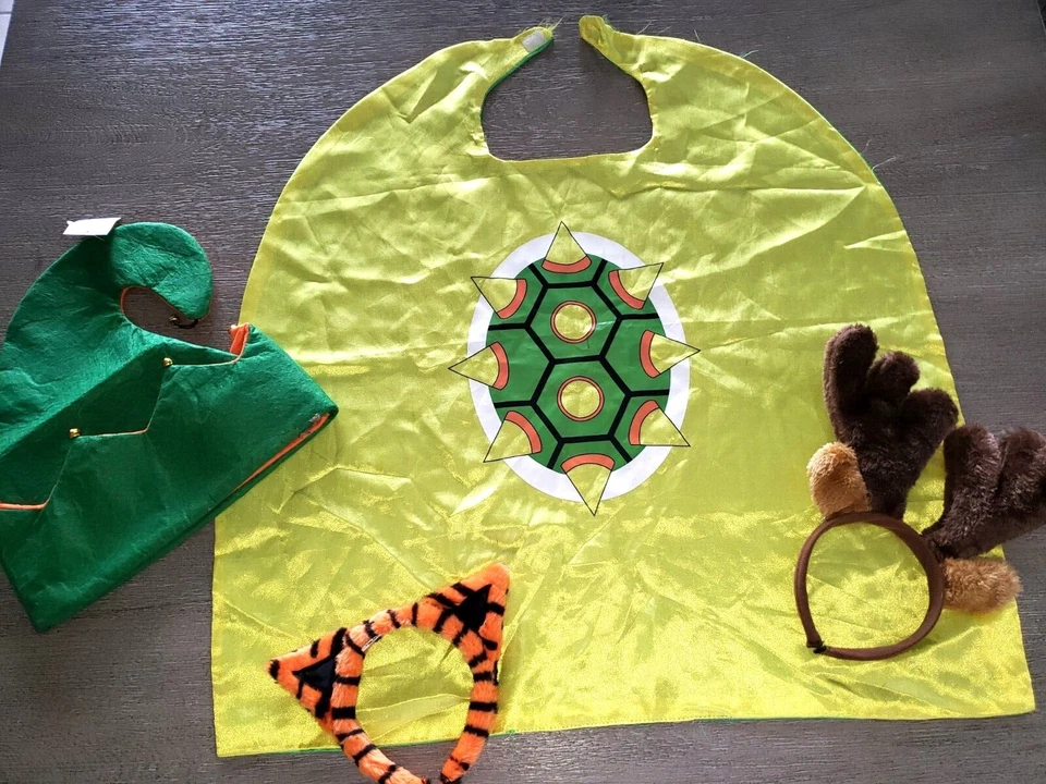 boys GREEN CAPE TURTLE SHELL W/SPIKES ELF HAT NEW ORANGE GREEN REINDEER HEADBAND - Image 1 of 1
