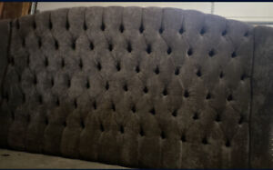 king size suede leather diamond tufted headboard