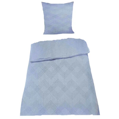2tlg Bettwäsche Jacquard Bettgarnitur Bettbezug 140x200+70x90 Kissenbezug Blau - Bild 1 von 3