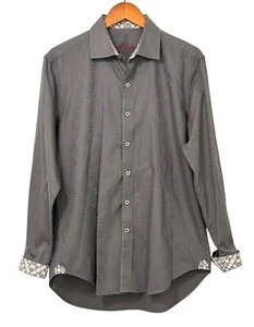 Robert Graham Men's Classic Fit Button Up Shirt Gray Paisley Jacquard Size M - Picture 1 of 13