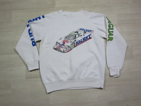 VTG 1980s Team Jaguar Racing Sweatshirt (L) Bud Light XJR-9 Castrol Daytona Cover