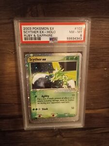Pokemon Scyther EX 102/109 EX Ruby & Sapphire Ultra Holo Rare - PSA 8 NM - MT