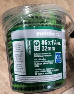 Metabo #6 X 1-1/4" Collated #2 Phillips Bugle Head Drywall To Wood Screws - Picture 1 of 7