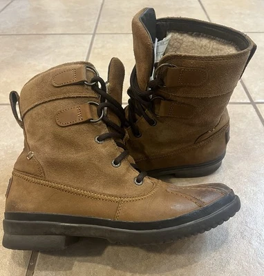 BOTAS DE PATO IMPERMEABLES UGG AZARIA Marrón Castaño CUERO PIEL DE OVEJA Mujer’s Talla 6 Foto 1 de 4