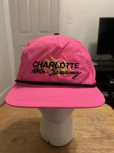 Vintage Neon Pink Charlotte Motor Speedway Snapback Hat NASCAR Winston Cup NC - Picture 1 of 9