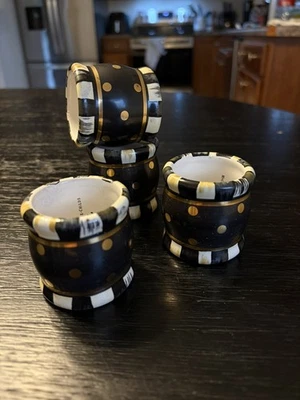 Lote de 4 Anillos Servilleteros Mackenzie Niños Cerámica Corbata Negra Rayas Cortés Foto 1 de 3