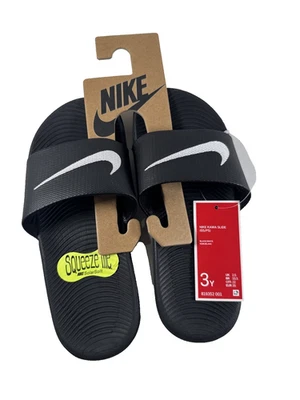 NUEVAS Sandalias Nike Kawa Slide YOUTH Negras 819352-001 Cómodas Sin Cordones Deslizables 3Y Foto 1 de 4