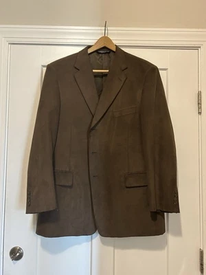 Casaco esportivo Roundtree And Yorke marrom camurça sintética blazer tamanho 46R Preppy Academia - Imagem 1 de 4