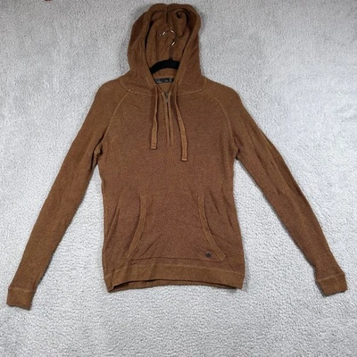 Женская толстовка с капюшоном Prana XS из органического хлопка шерсти мериноса пуловер вафельный вязаный карман - Изображение 1 из 4