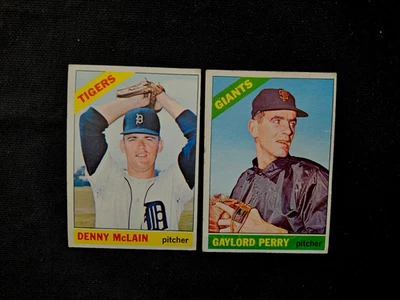 Lote 2 de béisbol 1966 Topps Vintage High #540 #598 SP Gaylord Perry Denny McLain Foto 1 de 4