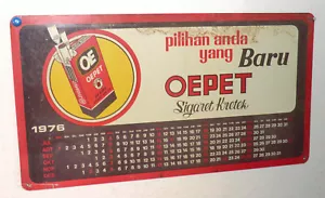 BLECHSCHILD Kalender 1976 OEPET Sigaret Kretek INDONESIEN Nelkenzigaretten 32 -1 - Bild 1 von 9