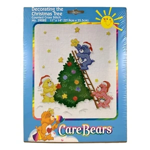 Care Bears Decorating the Christmas Tree Counted Cross Stitch Kit Vintage 11x14" - Picture 1 of 5
