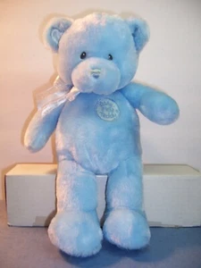 Gund Baby - My First Teddy - Bear Blue Small 11-12" Plush Satin Feet 58897 - EX. - Picture 1 of 6