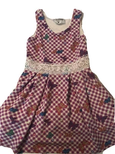 Vestido Beautees púrpura a cuadros y mariposas talla 5 (A2) - Imagen 1 de 4