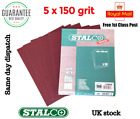 5x 150 GRIT Abrasive Wet/Dry Sand Paper Sheet Grinding Polishing Aluminium Oxide