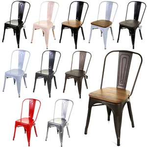 JUEGO DE 4 SILLAS BISTRO DE METAL ESTILO TOLIX CAFETERÍA COCINA COMEDOR RÚSTICO DE COLECCIÓN - Imagen 1 de 49