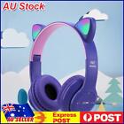 Flash Light Cartoon Cat Ear Earphone With Mic Bluetooth-compatible (purple)