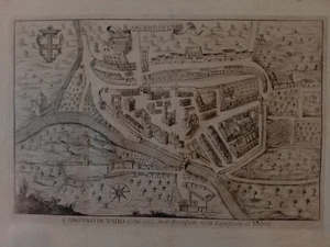 Sant'Angelo in vado Angiolo Urbino Pesaro Marche stampa antica acquaforte 1750 - Picture 1 of 7