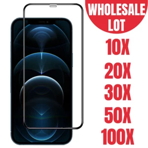 Wholesale Lot Full Coverage Tempered Glass Screen Protector For iPhone 12Pro Max - Picture 1 of 17