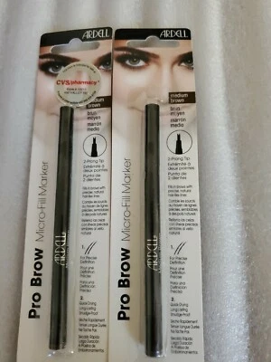 2x Marcador de microrelleno para cejas Ardell Pro MARRÓN MEDIO PUNTA DE 2 puntas a prueba de manchas NUEVO Foto 1 de 2