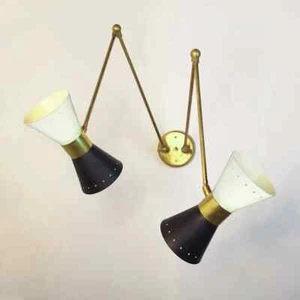 Mid Century 1950's Italian Stilnovo Sconce Lighting Reading Fixture Wall - Picture 1 of 10