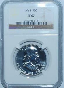 1963 NGC PR67 Proof Strike Franklin Half Dollar - Picture 1 of 2