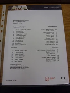 08/05/2016 Colour Teamsheet: Tottenham Hotspur v Southampton  . Bobfrankandelvis - Picture 1 of 1