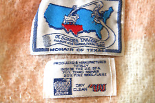 Vtg MOHAIR OF TEXAS Pink Ivory Blanket Ol' Sonora Trading Co. 44"x48" (+ fringe)