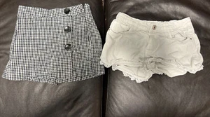 VGUC Lot of 2 Zara Girls Blue & White Checkered Skirt & White Jean Shorts Size 6 - Picture 1 of 5