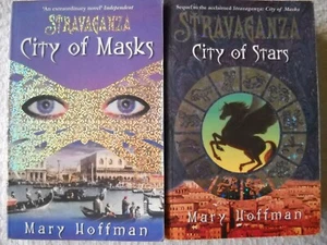 **MARY HOFFMAN TWO PAPER BACKS STRAVAGANZA CITY OF MASKS/CITY OF STARS AS NEW** - Imagen 1 de 3