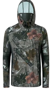 BASSDASH UPF 50+ Mens Small Hunting Shirts w/ Mask Long Sleeve Camo Fishing - Picture 1 of 5