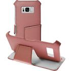 Echt-Lederh&#252;lle f&#252;r Samsung Galaxy S8 Leder-Case pink + flexible Folie