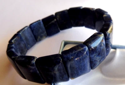 Bracelet en Pietersite précieuse bleue- largeur 16mm -extensible - Imagen 1 de 4