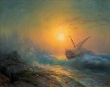Ivan Konstantinovich Aivazovsky Stormy Sea In The Sunset Glow Canvas 16 x 20