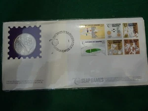 Singapore Mint 1973 SEAP Games commemorativa primo giorno copertina/moneta argento - Foto 1 di 10