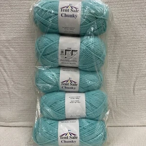 TENT SALE Soft Worsted Yarn 3.5oz 180yds Bulky 5 Acrylic 5Pk Teal Aqua Blue - Picture 1 of 6