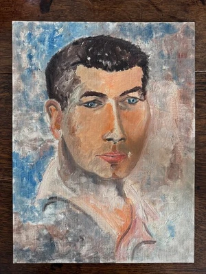 Pintura de retrato acuarela vintage joven ojos azules lienzo con respaldo 12 x 16 Foto 1 de 4