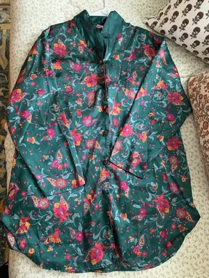 Honors Intimates Vintage Pajama Womens Large Floral Satin Button Fall/christmas! - Image 1 of 4